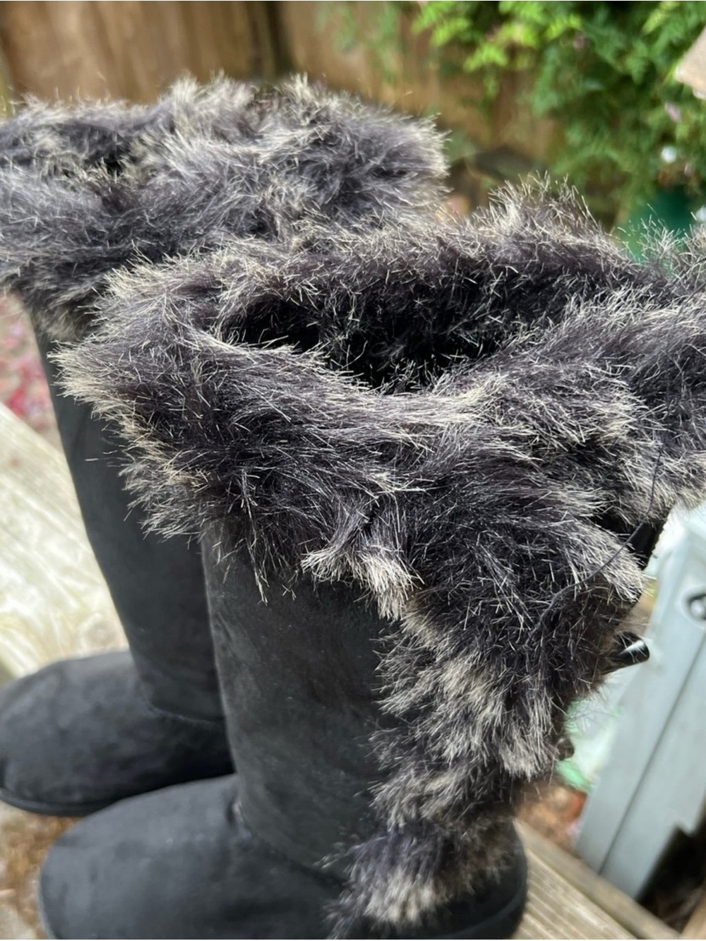 Women's Black Faux Fur Trim Tall Jeans - Brand Unspecified